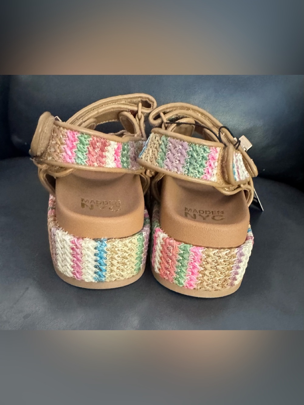 Madden NYC Multicolor Striped Women’s Comfort Sandals - Picture 2 of 6